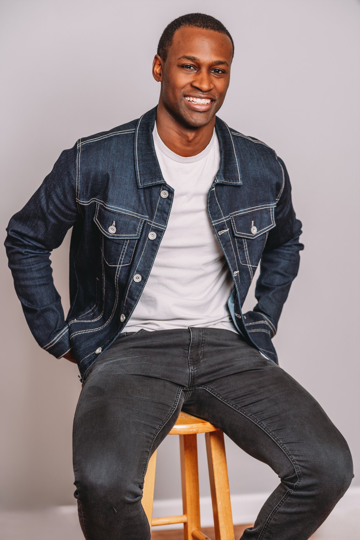 Full-length studio portrait of Stellan Charles